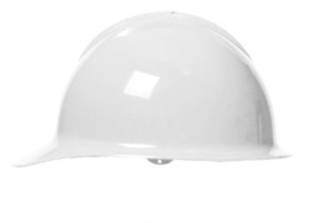 Bullard® White Thermoplastic Cap Style Hard Hat With 6 Point Ratchet/Ratchet Suspension