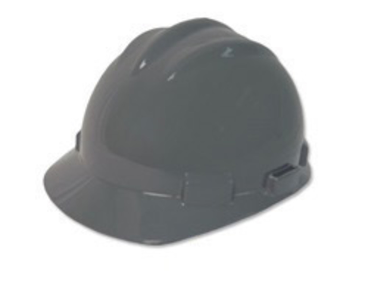 Bullard® Gray HDPE Cap Style Hard Hat With Ratchet/4 Point Ratchet Suspension