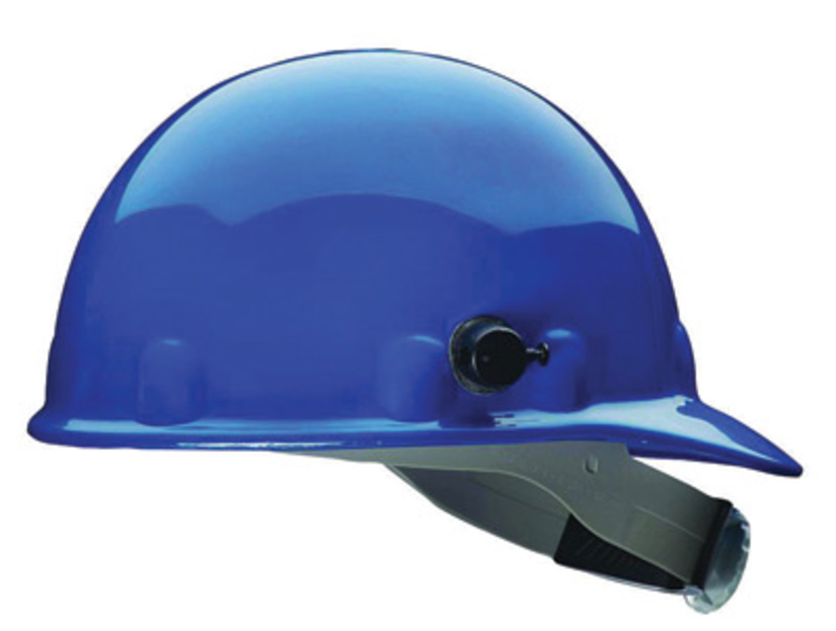 Honeywell Blue Fibre-Metal® E2 Thermoplastic Cap Style Hard Hat With Rachet/8 Point Swingstrap Ratchet Suspension