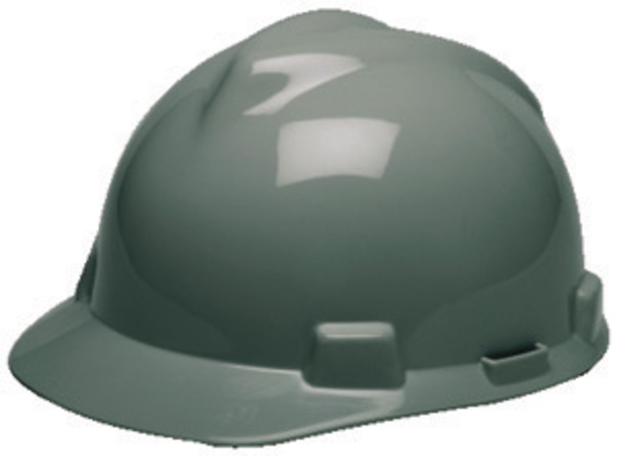 MSA Pearl Gray Polyethylene Cap Style Hard Hat With 4 Point Ratchet Suspension