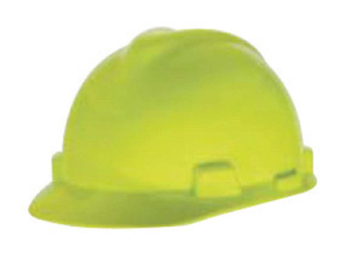 MSA Yellow Polyethylene Cap Style Hard Hat With Ratchet/4 Point Ratchet Suspension