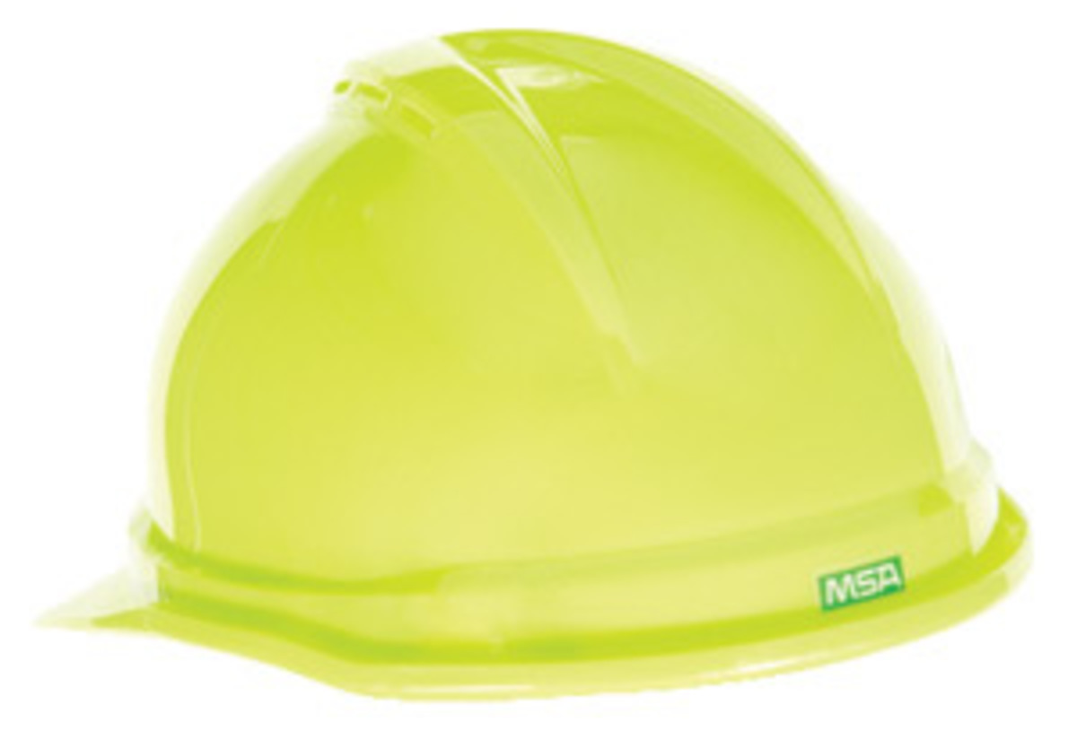 MSA Yellow Polyethylene Cap Style Hard Hat With Ratchet/4 Point Ratchet Suspension