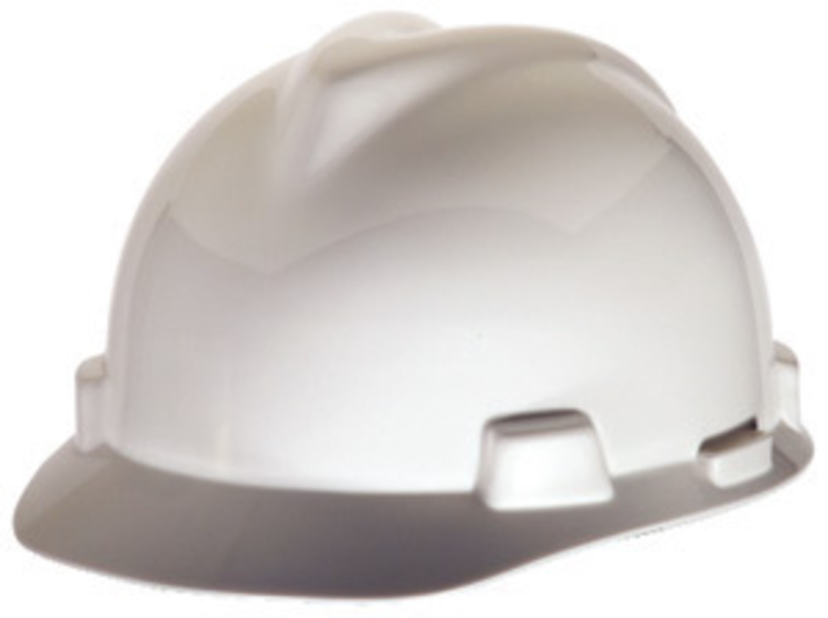 MSA White Polyethylene Cap Style Hard Hat With 4 Point Ratchet Suspension