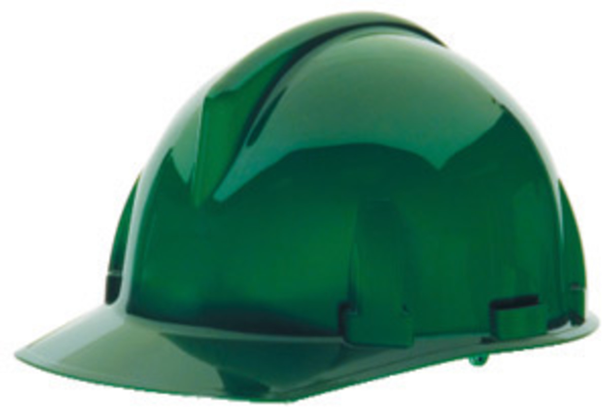 MSA Green Polycarbonate Cap Style Hard Hat With Ratchet/4 Point Ratchet Suspension