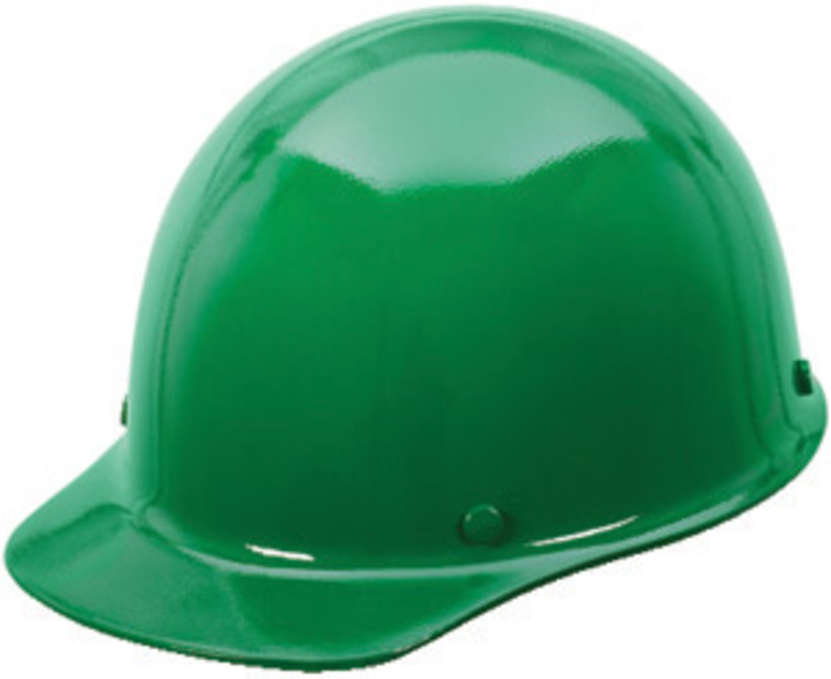 MSA Green Phenolic Cap Style Hard Hat With Ratchet/4 Point Ratchet Suspension