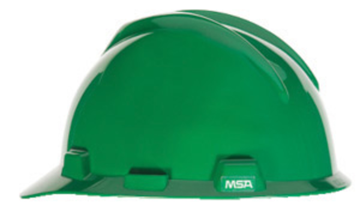 MSA Green Polyethylene Cap Style Hard Hat With Pinlock/4 Point Pinlock Suspension