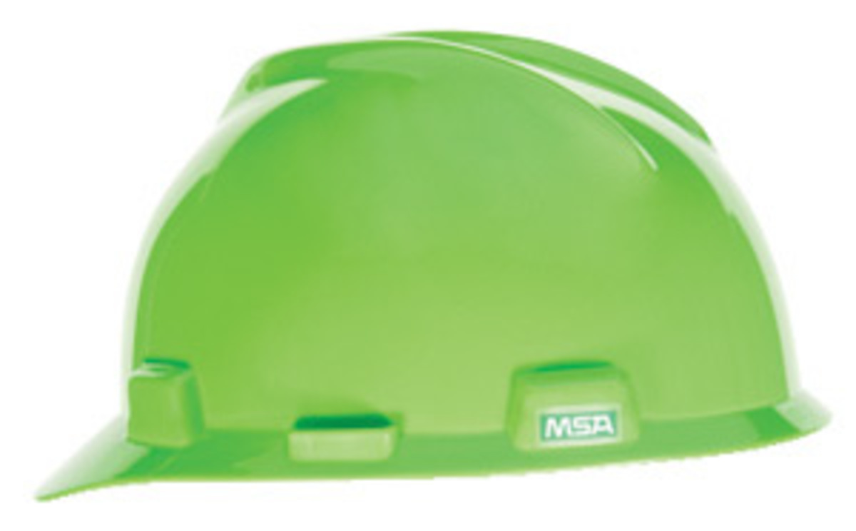 MSA Green Polyethylene Full Brim Hard Hat With Pinlock/4 Point Pinlock Suspension