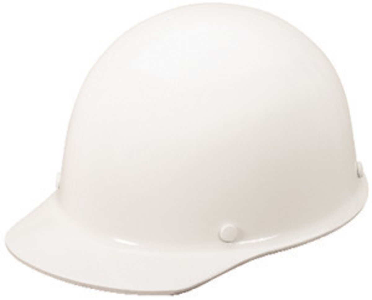 MSA White Phenolic Cap Style Hard Hat With 4 Point Swing Ratchet/Ratchet Suspension