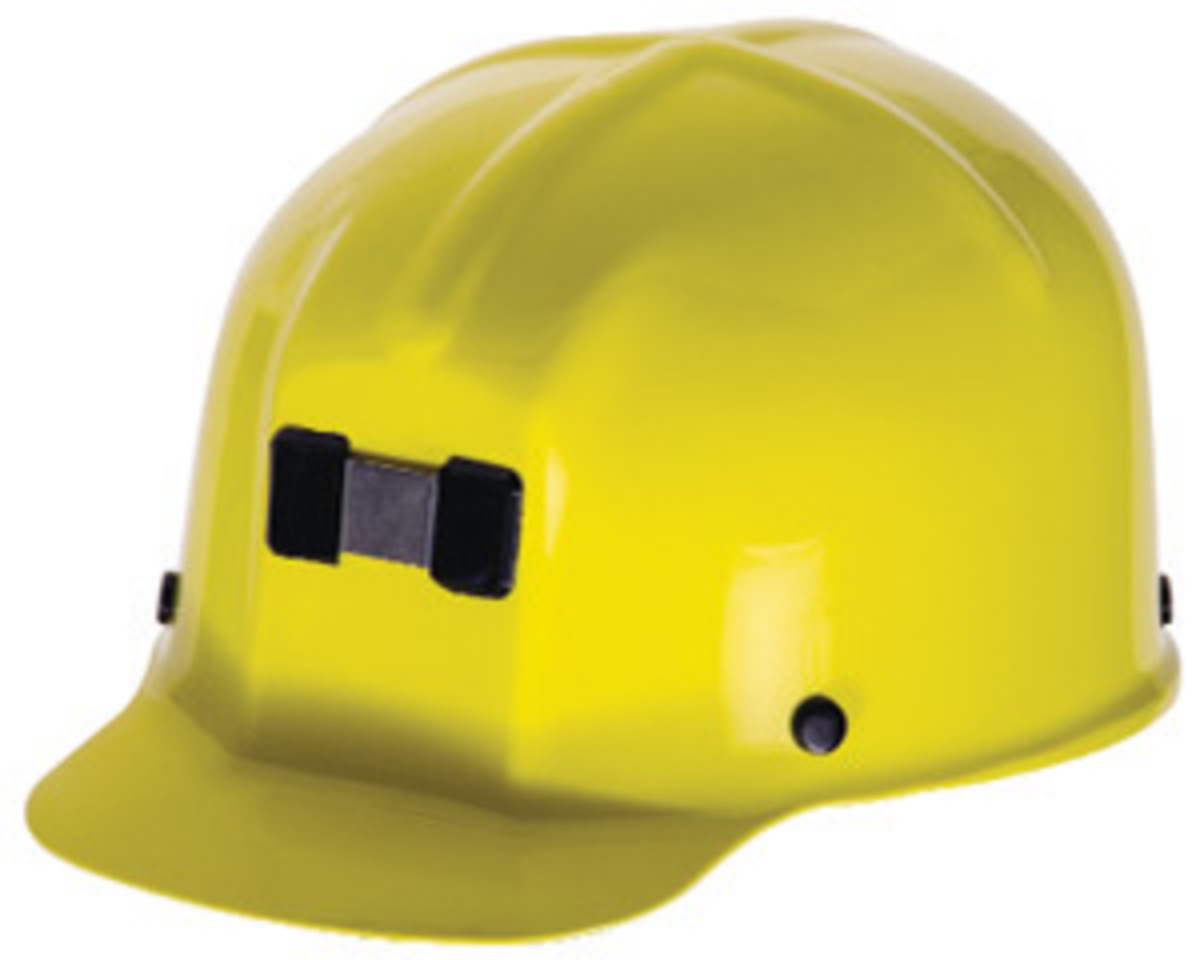 MSA Yellow Polycarbonate Cap Style Hard Hat With Pinlock/4 Point Pinlock Suspension