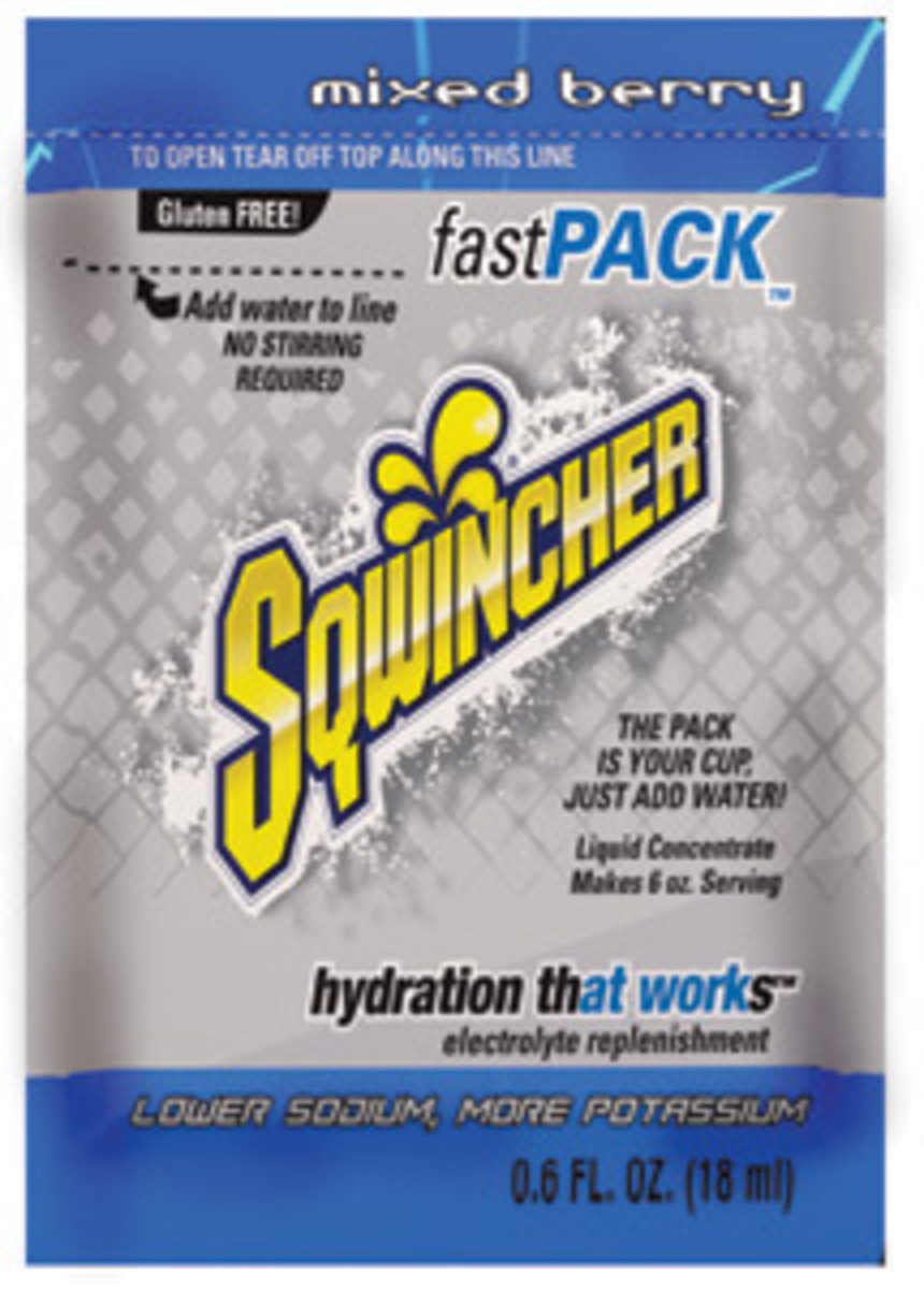 Sqwincher® .6 Ounce Mixed Berry Flavor Fast Pack® Liquid Concentrate Pouch Electrolyte Drink
