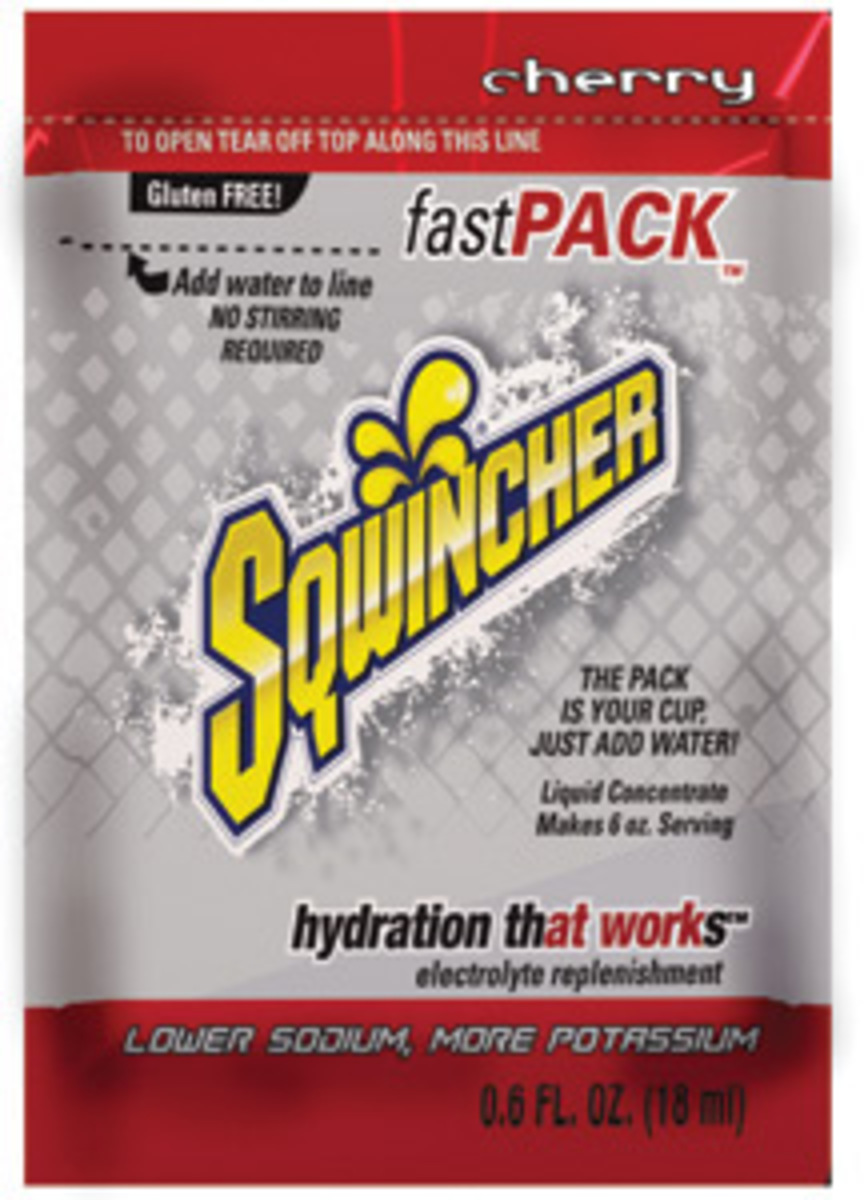 Sqwincher® .6 Ounce Cherry Flavor Fast Pack® Liquid Concentrate Pouch Electrolyte Drink