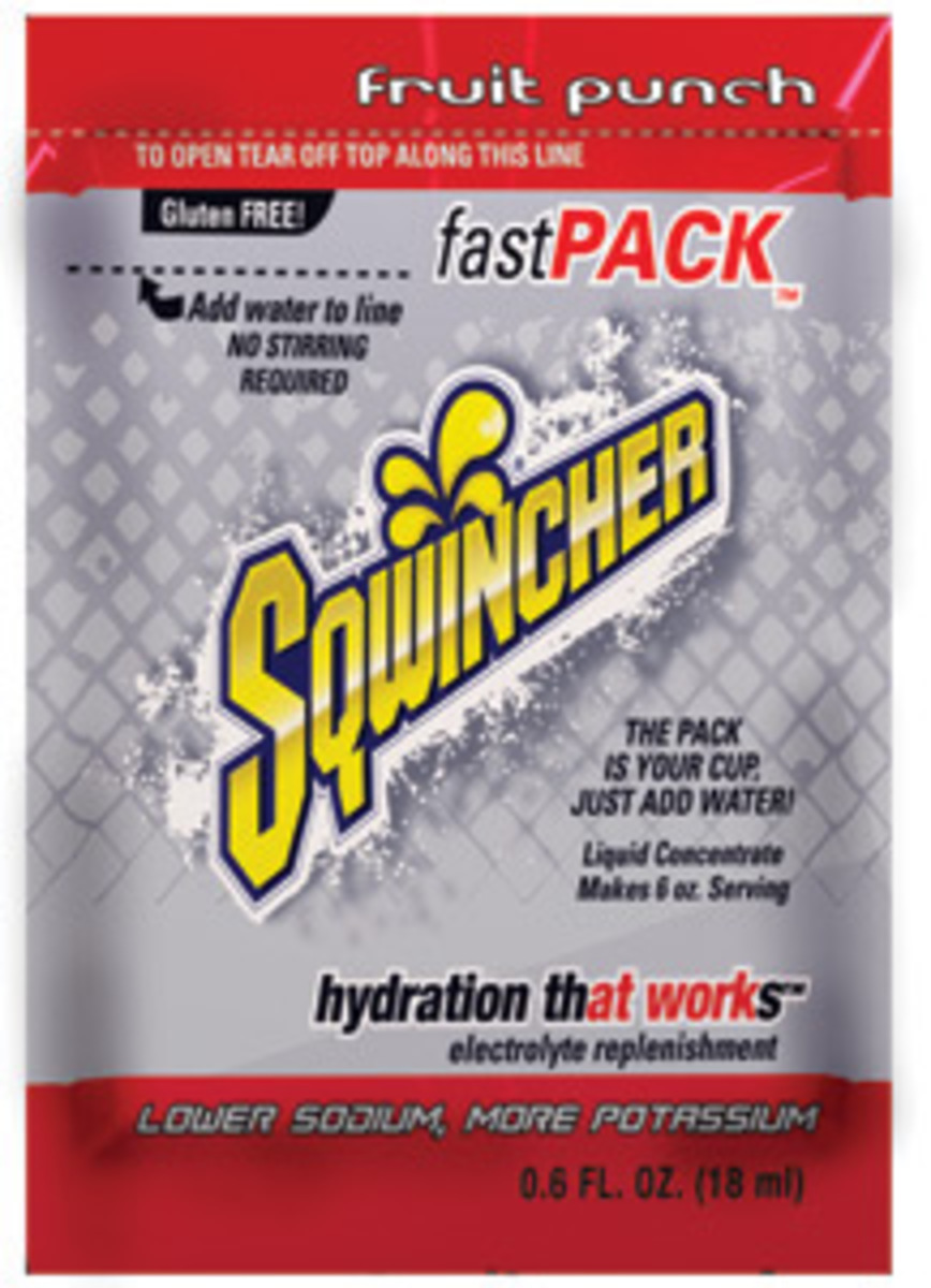 Sqwincher® .6 Ounce Fruit Punch Flavor Fast Pack® Liquid Concentrate Pouch Electrolyte Drink