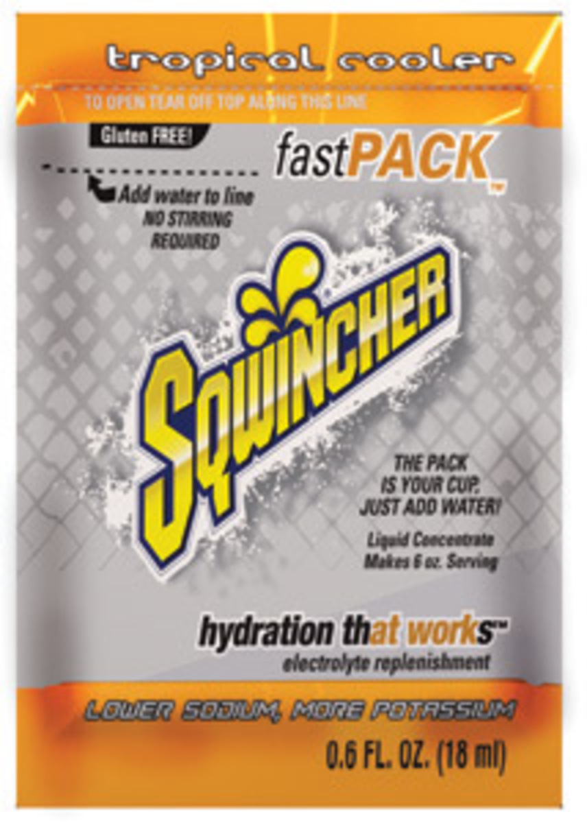 Sqwincher® .6 Ounce Tropical Cooler Flavor Fast Pack® Liquid Concentrate Pouch Electrolyte Drink