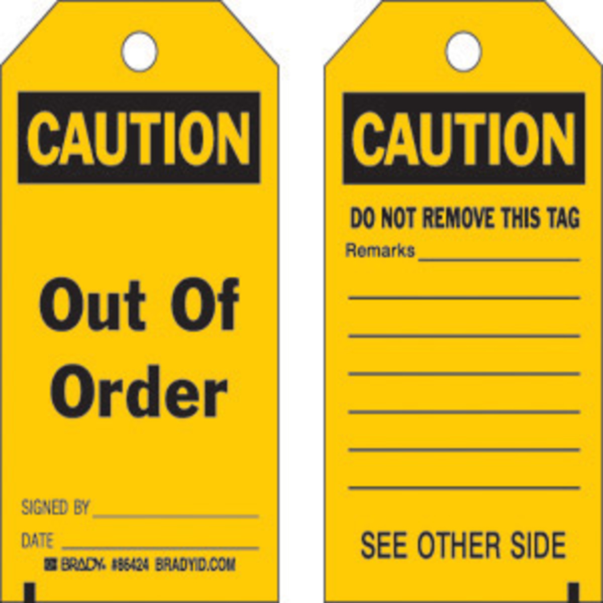 Brady 5 34 X 3 BlackYellow Heavy Duty Polyester Tag O BRD86424 for sale online at autumn supply