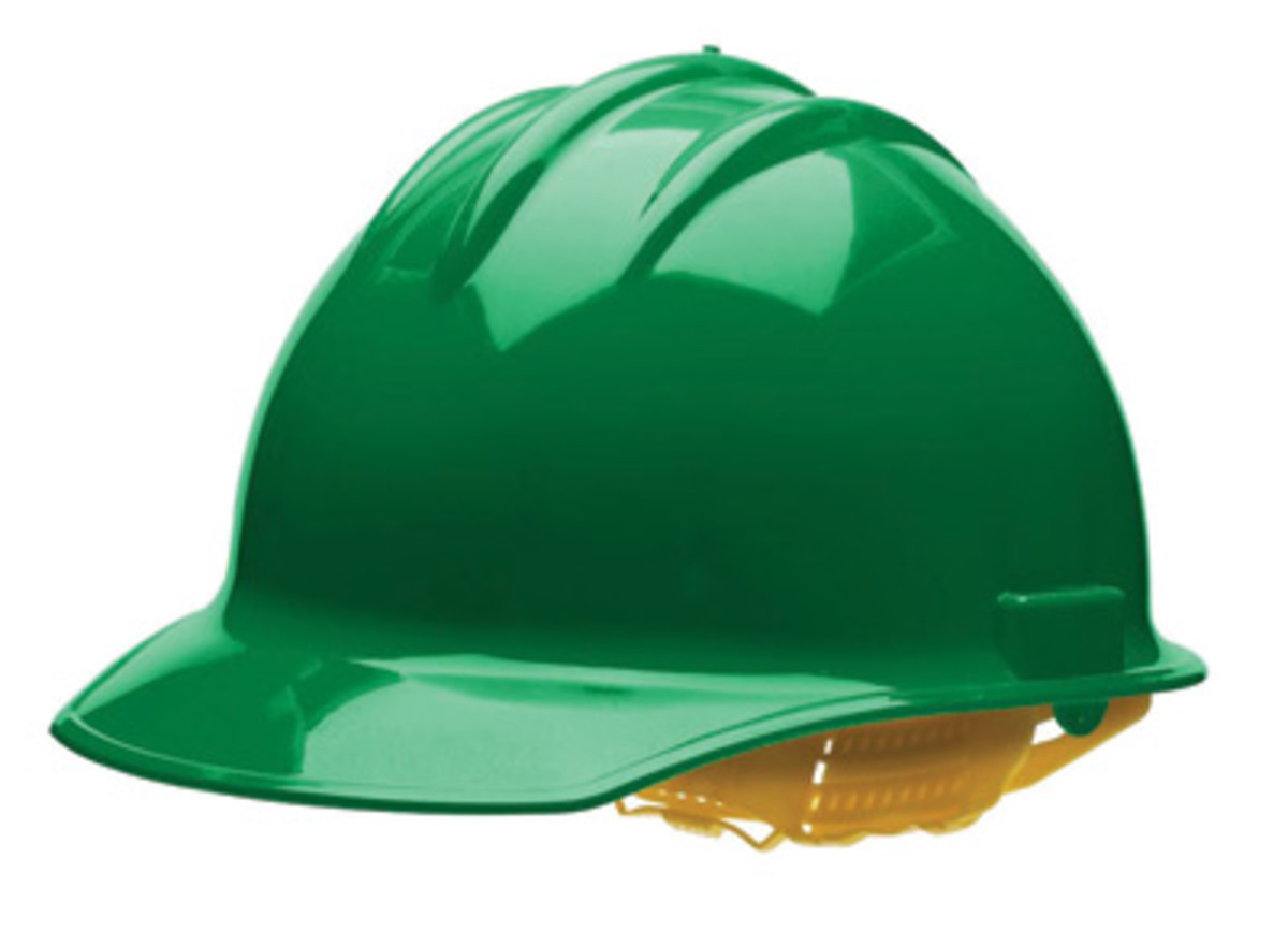 Bullard® Green HDPE Cap Style Hard Hat With Ratchet/6 Point Ratchet Suspension