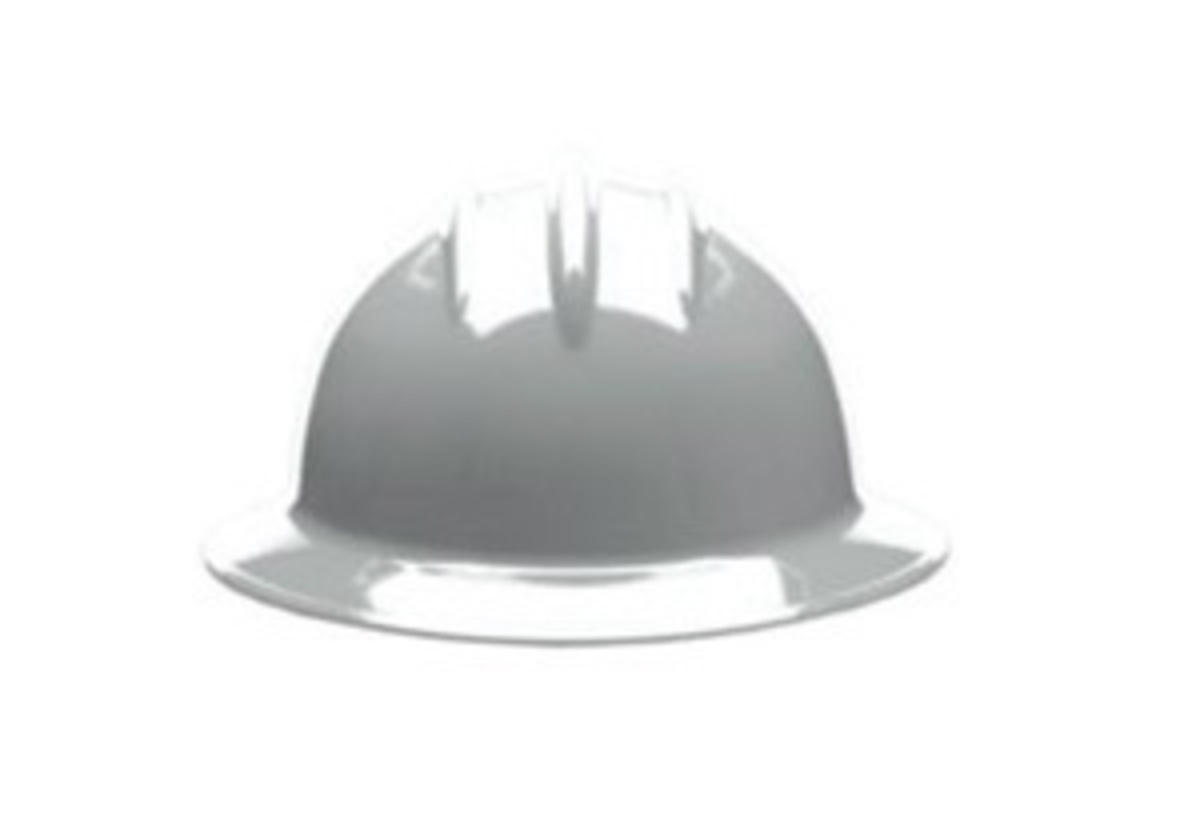 Bullard® Gray HDPE Full Brim Hard Hat With Ratchet/6 Point Ratchet Suspension