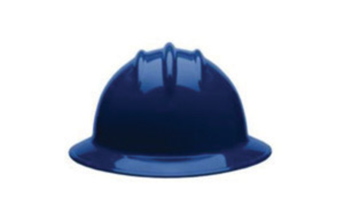 Bullard® Blue HDPE Full Brim Hard Hat With 6 Point Ratchet/Ratchet Suspension