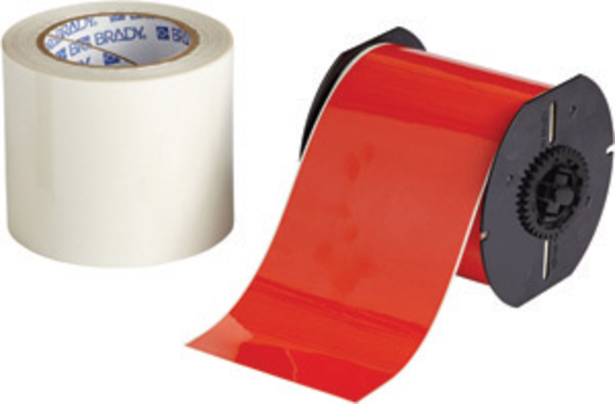 Brady 4 X 100 Red 8 mil Polyester B30 ToughStripe Flo BRD139940 for sale online at autumn supply
