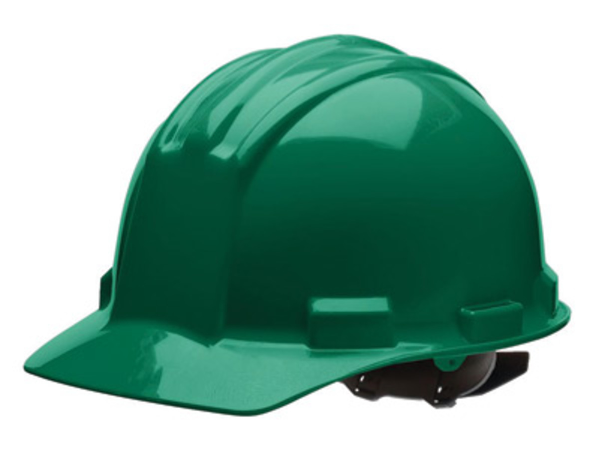 Bullard® Green HDPE Cap Style Hard Hat With Pinlock/4 Point Pinlock Suspension