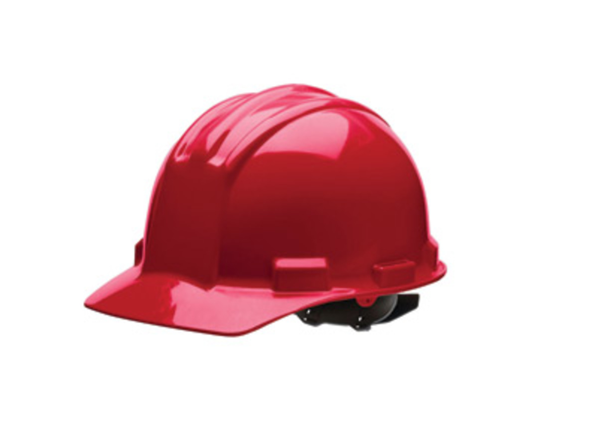 Bullard® Red HDPE Cap Style Hard Hat With Ratchet/4 Point Ratchet Suspension