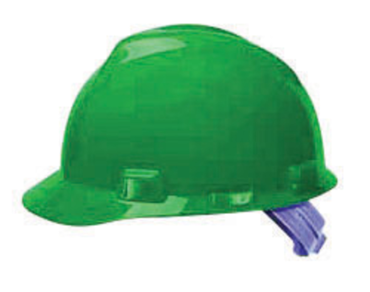 MSA Green Polyethylene Cap Style Hard Hat With Pinlock/4 Point Pinlock Suspension