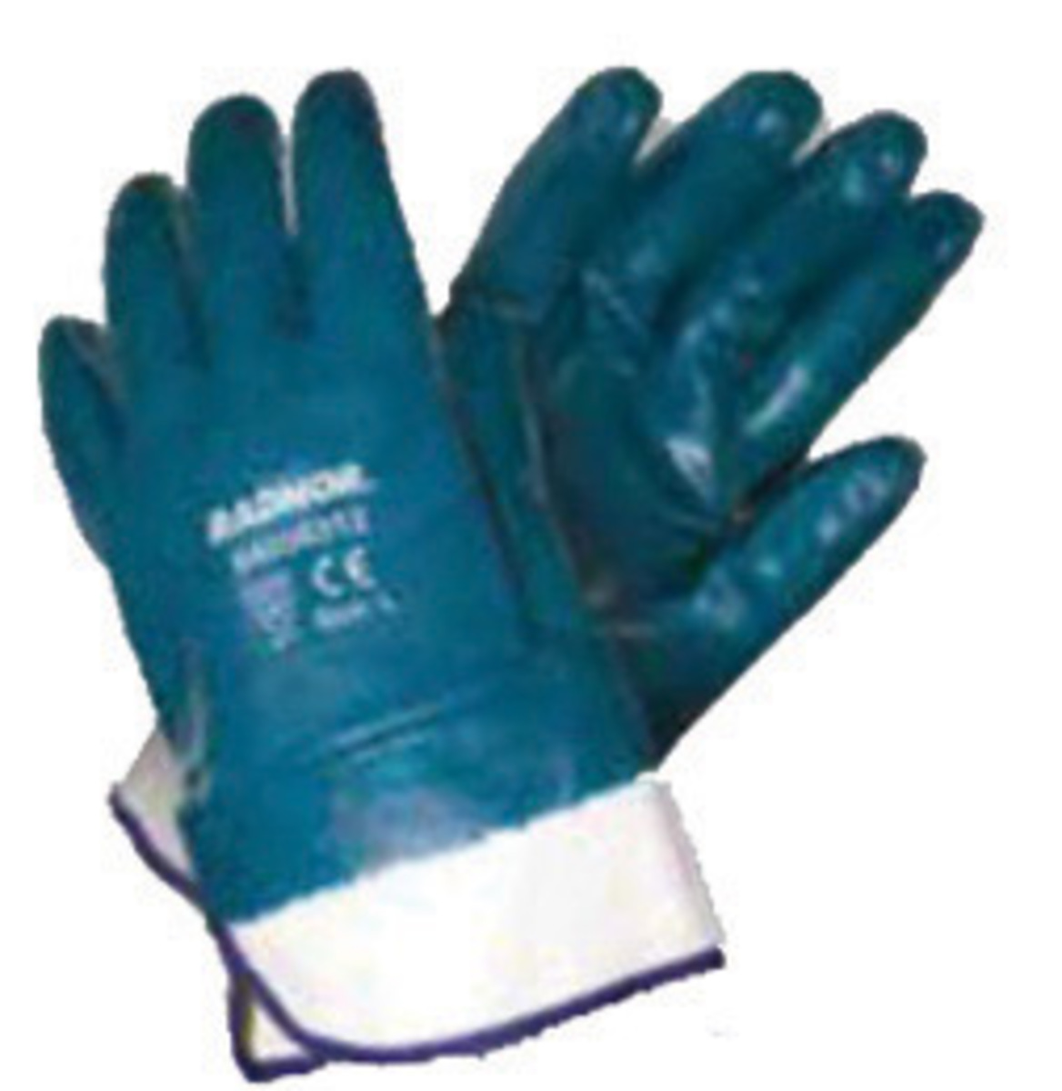 RADNOR® Large Blue Nitrile Full Coated Work Gloves With Natural Jersey Liner And Safety Cuff