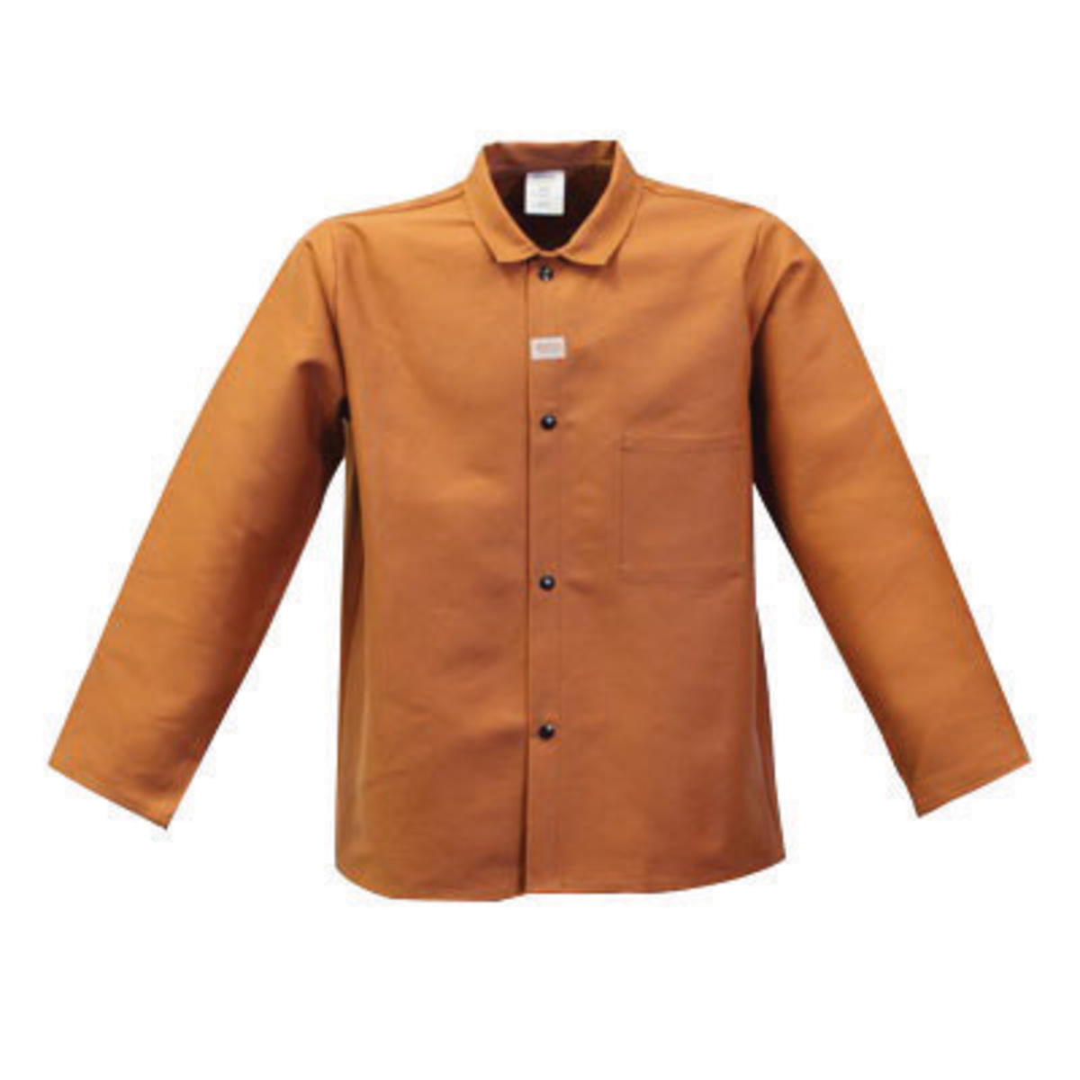Stanco Safety Products™ Large Rust Brown Cotton Flame Resistant Welding Jacket With Snap Closure And Leather Sleeves