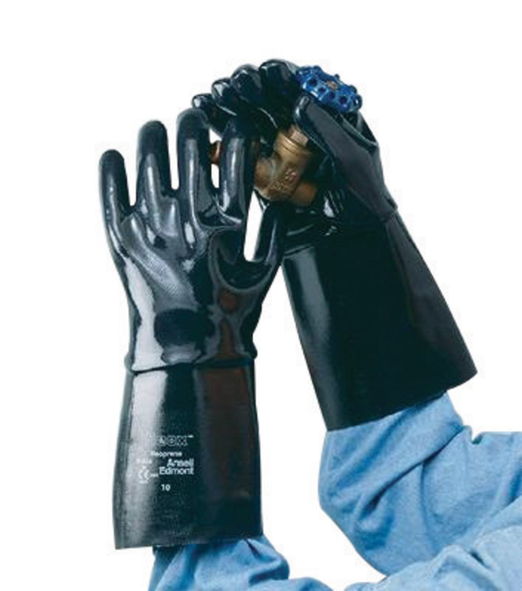 Ansell Size 10 Black Neox® Fleece/Jersey Lined Neoprene Chemical Resistant Gloves