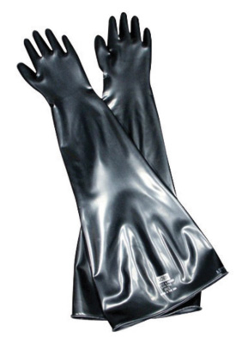 Honeywell Size 9 3/4 Black Glovebox 15 mil Unsupported Butyl Chemical Resistant Gloves