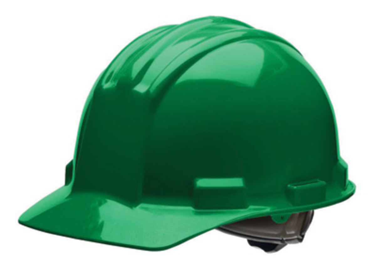 Bullard® Green HDPE Cap Style Hard Hat With Ratchet/4 Point Ratchet Suspension