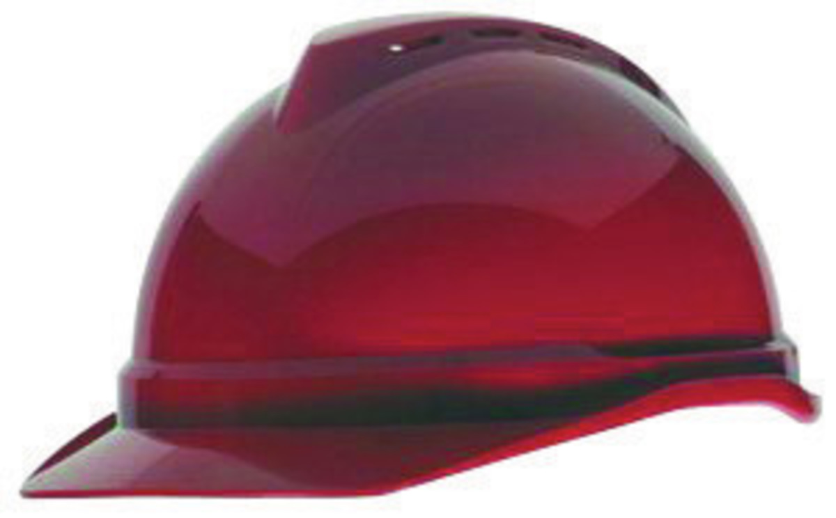 MSA Red Polyethylene Cap Style Hard Hat With Ratchet/4 Point Ratchet Suspension