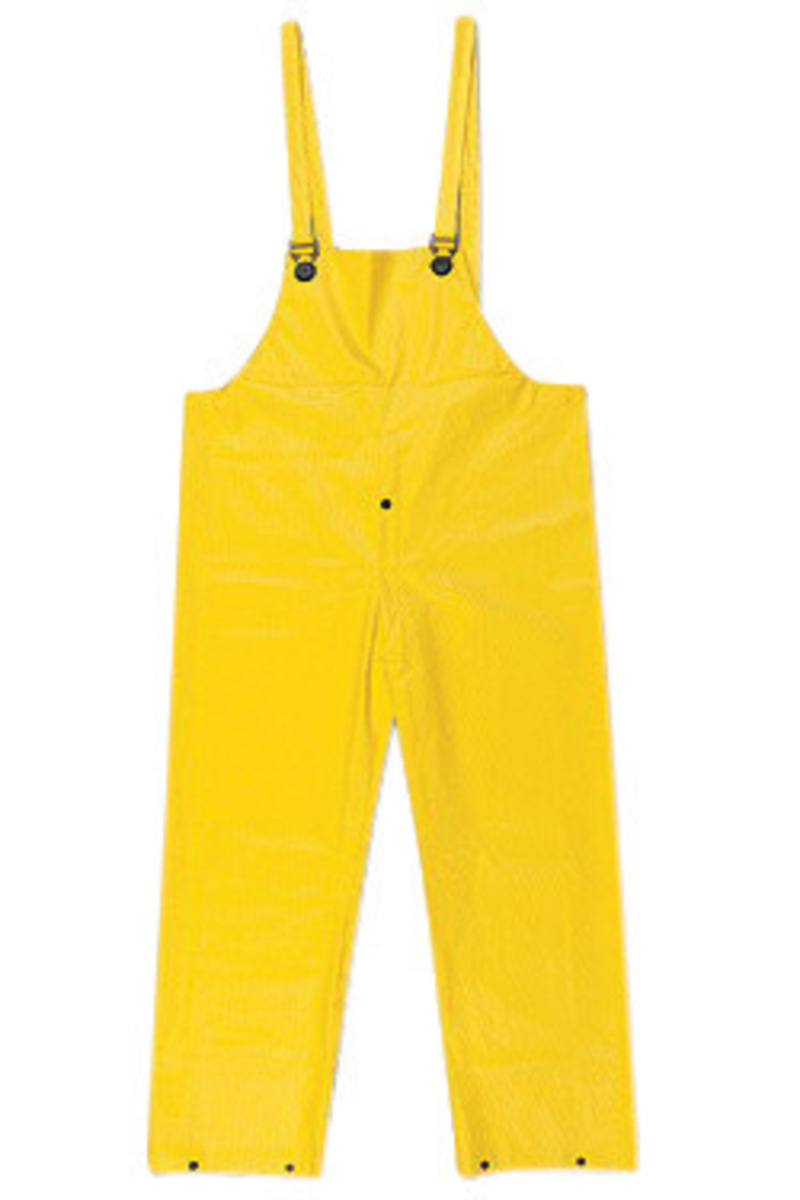 MCR Safety® Yellow Commodore .40 mm Polyester And PVC Bib Pants With Take Up Snaps On Ankles
