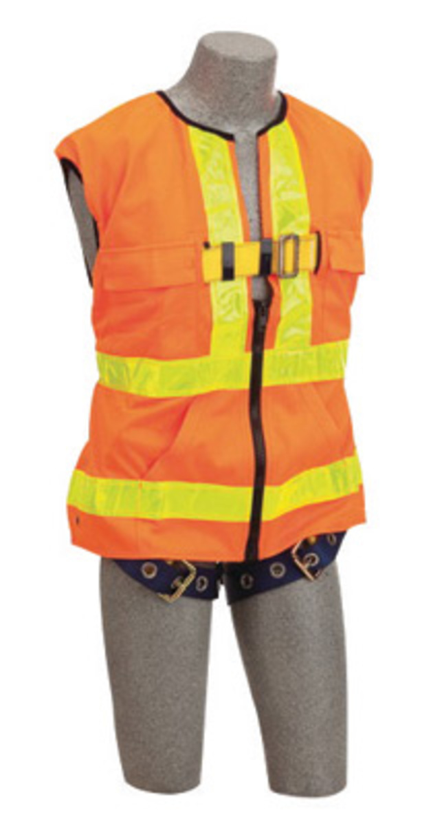 3M™ DBI-SALA® Small Delta™ Hi-Viz Orange No-Tangle™ Full Body/Workvest Style Hi-Viz Orange Harness With Back D-Ring And Tongue L