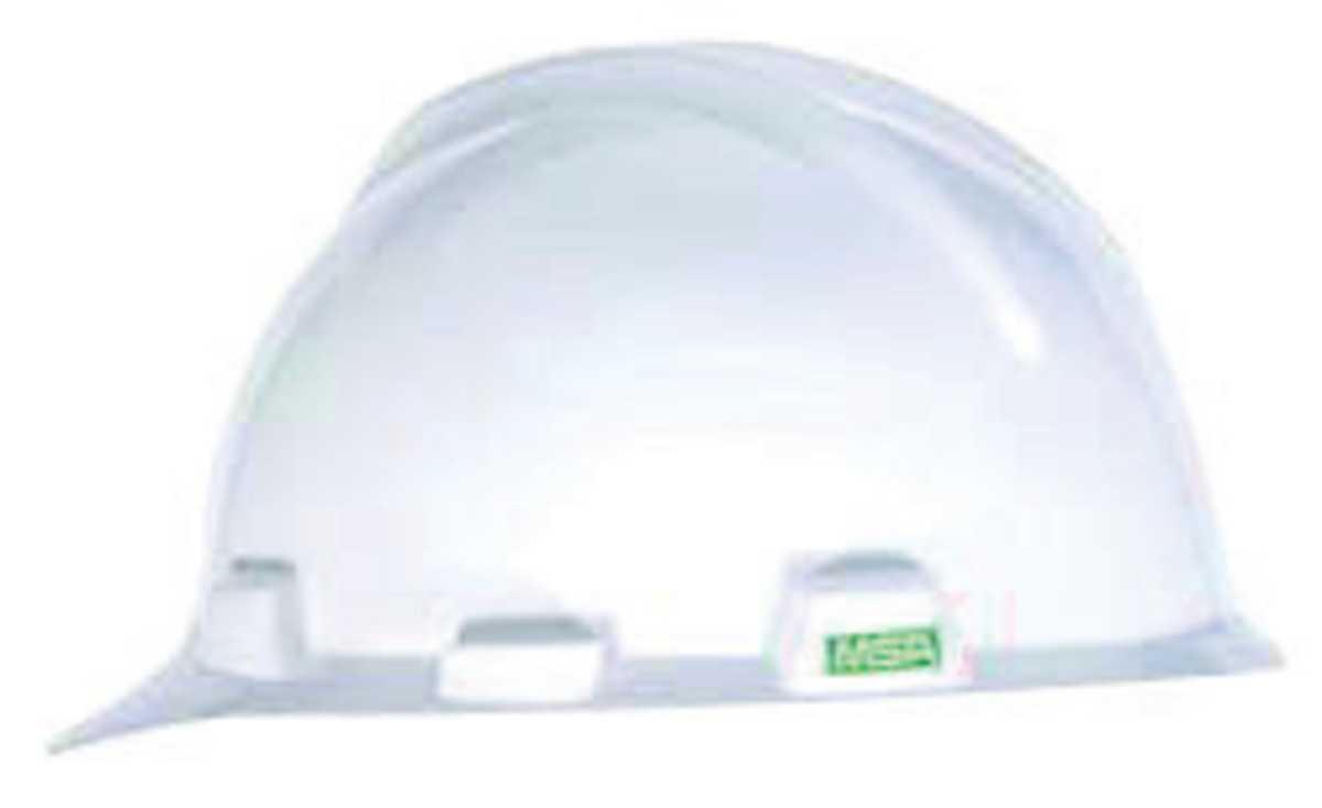 MSA White Polyethylene Cap Style Hard Hat With Pinlock/4 Point Pinlock Suspension