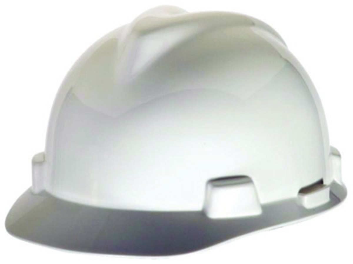 MSA White Polyethylene Cap Style Hard Hat With Ratchet/4 Point Ratchet Suspension