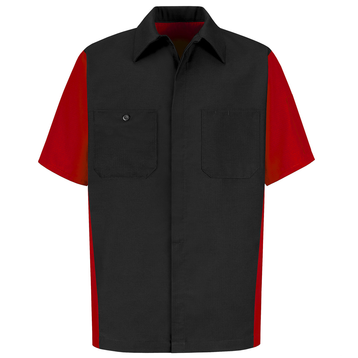 Red Kap® Large/Regular Black And Red 4.25 Ounce Polyester/Cotton Shirt With Button Closure
