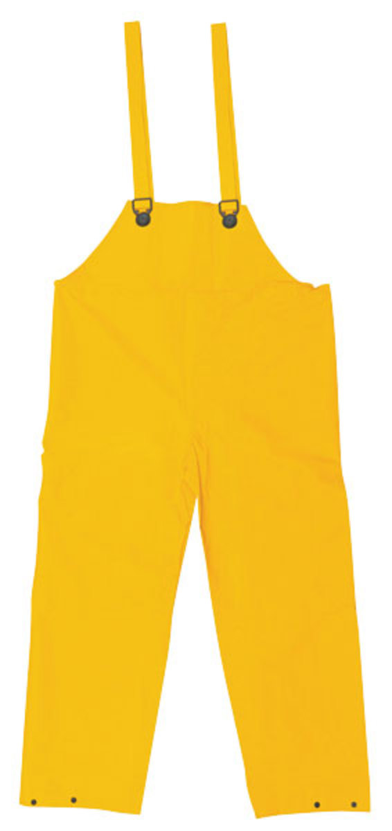 MCR Safety® Yellow Classic .35 mm Polyester And PVC Bib Pants With Take Up Snaps On Ankles And Waist