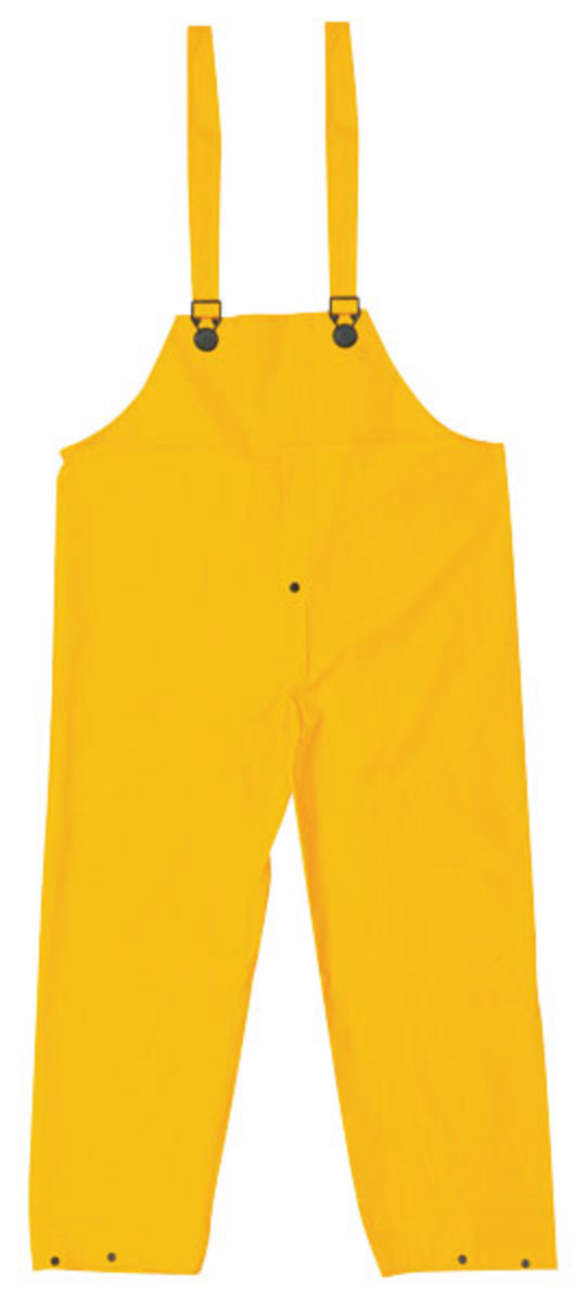 MCR Safety® Yellow Classic .35 mm Polyester And PVC Bib Pants With Take Up Snaps On Ankles And Waist