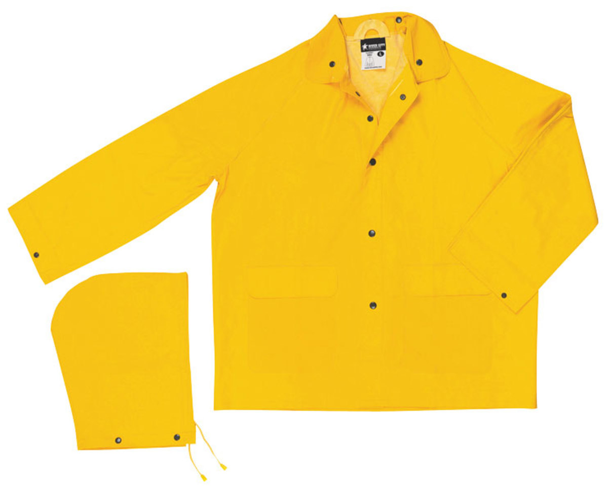 MCR Safety® Yellow Classic .35 mm Polyester And PVC 2-Piece Jacket With Detachable Hood