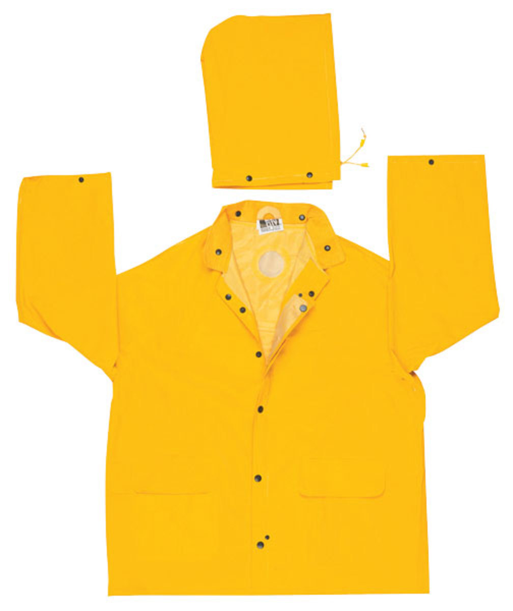 MCR Safety® Yellow Classic Plus .35 mm Polyester And PVC 2-Piece Jacket With Detachable Hood And Corduroy Collar