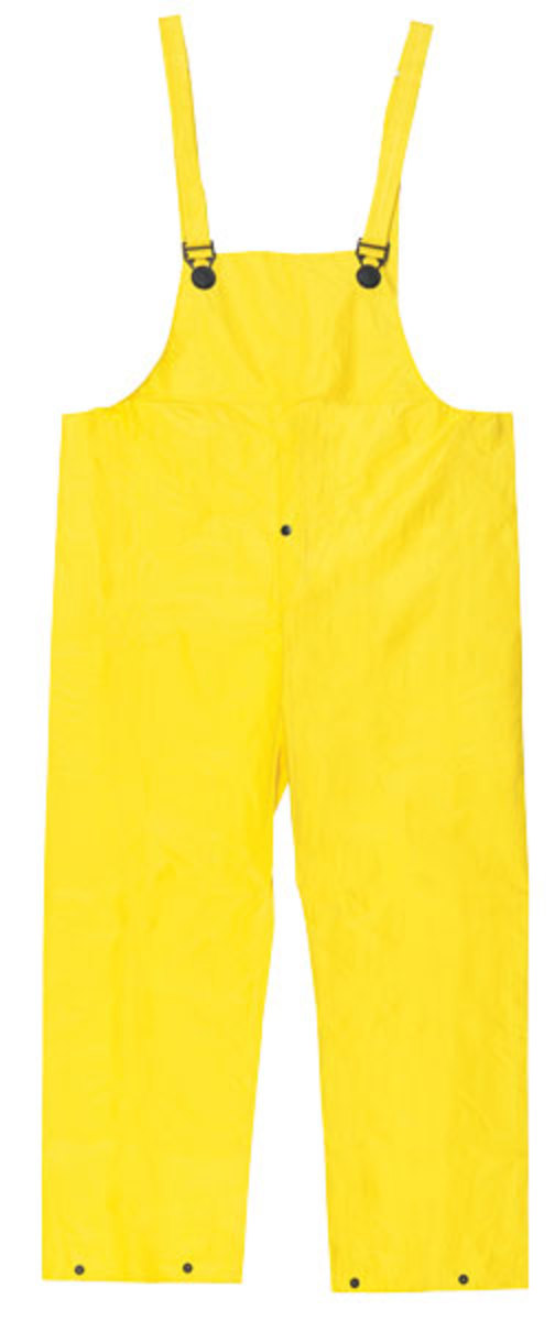 MCR Safety® Yellow Wizard .28 mm Nylon And PVC Bib Pants With Take Up Snaps On Ankles