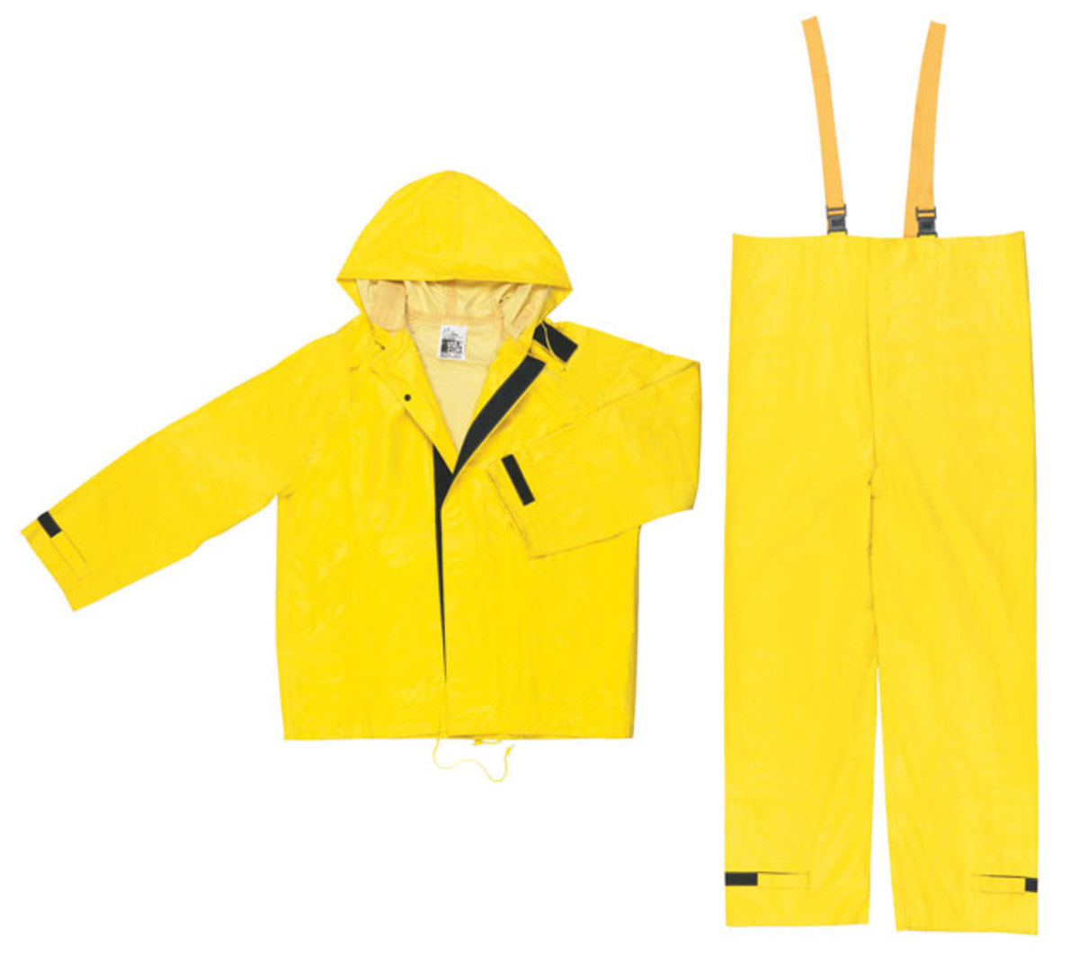 MCR Safety® Yellow Hydroblast .28 mm Nylon And PVC 2-Piece Rain Suit With Attached Hood And Bib Pants