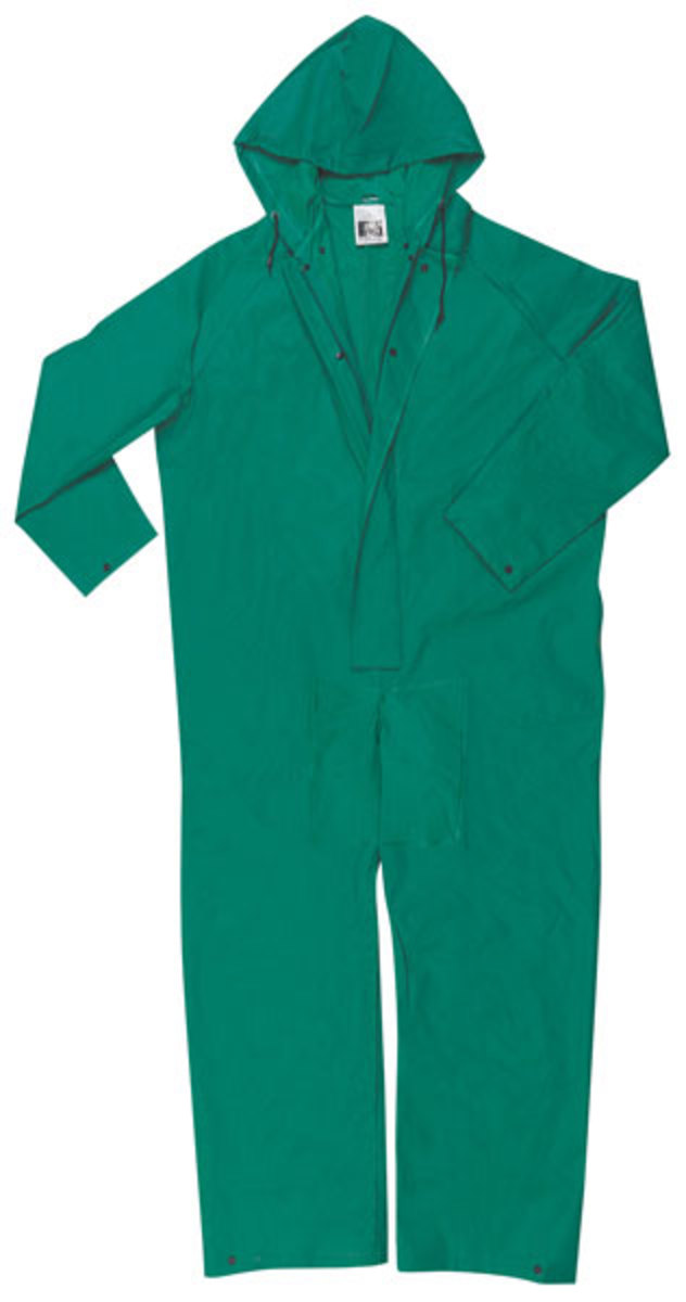 MCR Safety® Green Dominator .42 mm Polyester And PVC Coverall With Attached Hood