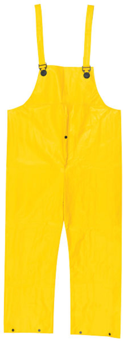 MCR Safety® Yellow Cyclone .35 mm Nylon And PVC Bib Pants With Take Up Snaps On Ankles