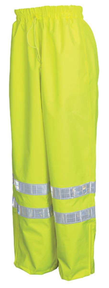 MCR Safety® Fluorescent Lime Luminator™ Polyester And Polyurethane Pants With Hi Viz Stripes, Elastic And Drawstring Waist