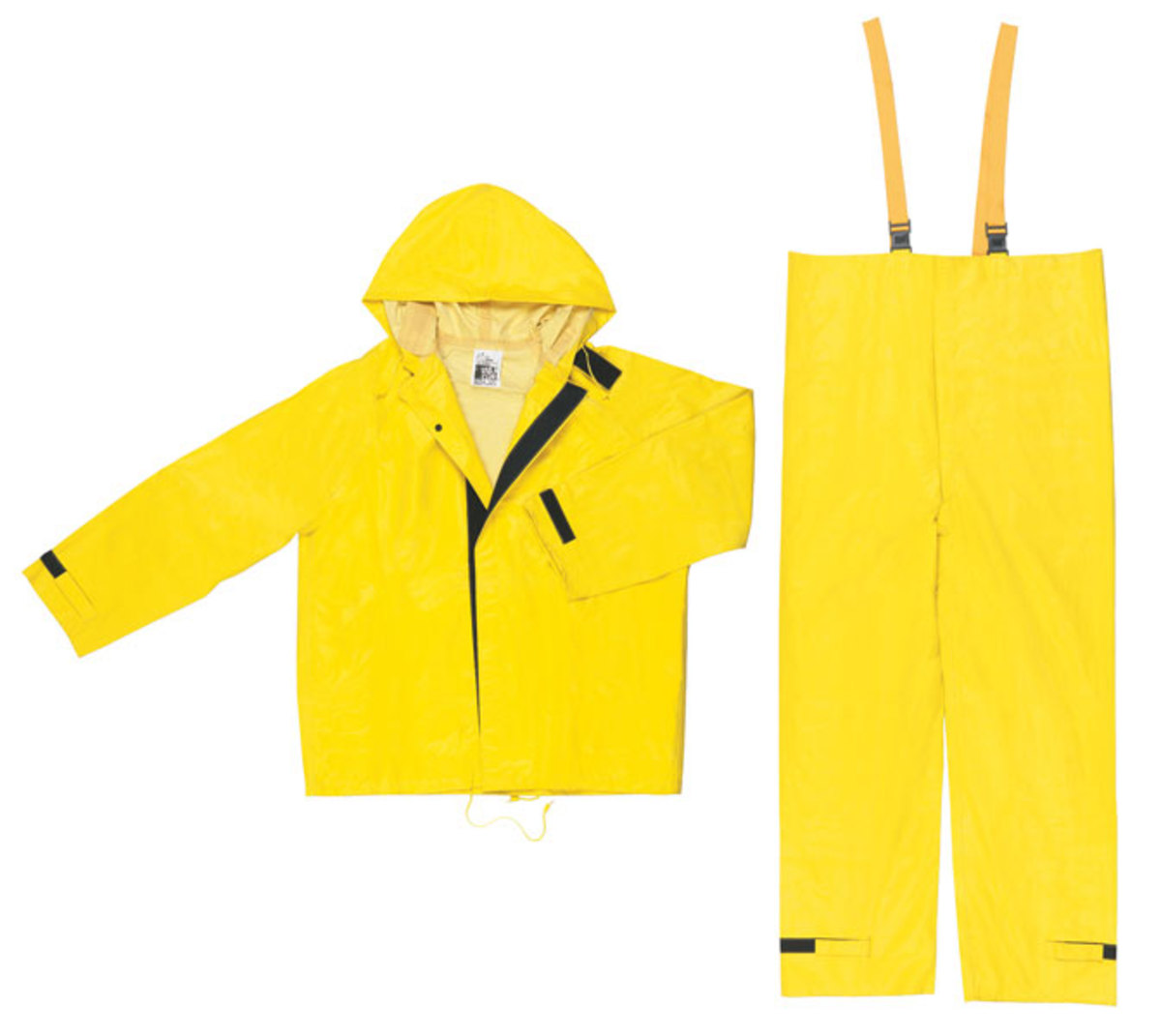MCR Safety® Yellow Hydroblast .35 mm Neoprene And Nylon 2-Piece Rain Suit With Attached Hood And Bib Pants