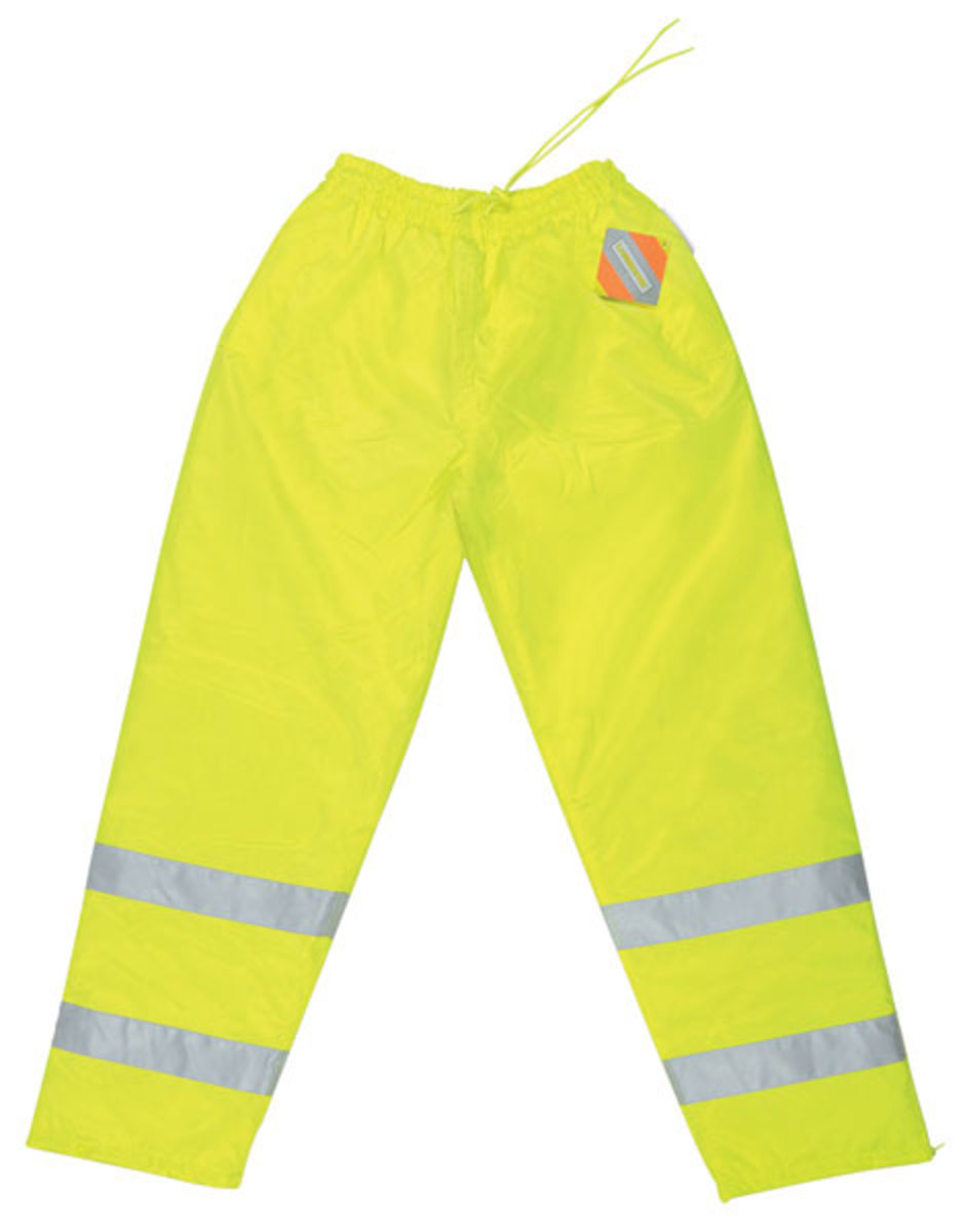 MCR Safety® Fluorescent Lime Luminator™ Polyester And Polyurethane Pants With Hi Viz Stripes, Elastic And Drawstring Waist