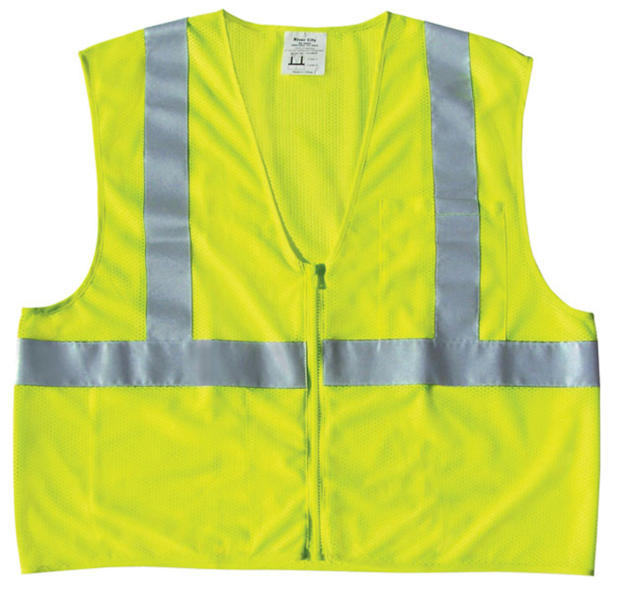 MCR Safety® Fluorescent Lime Luminator™ Mesh And Polyester Vest With 1 Outter Pocket And 1 Inner Pocket