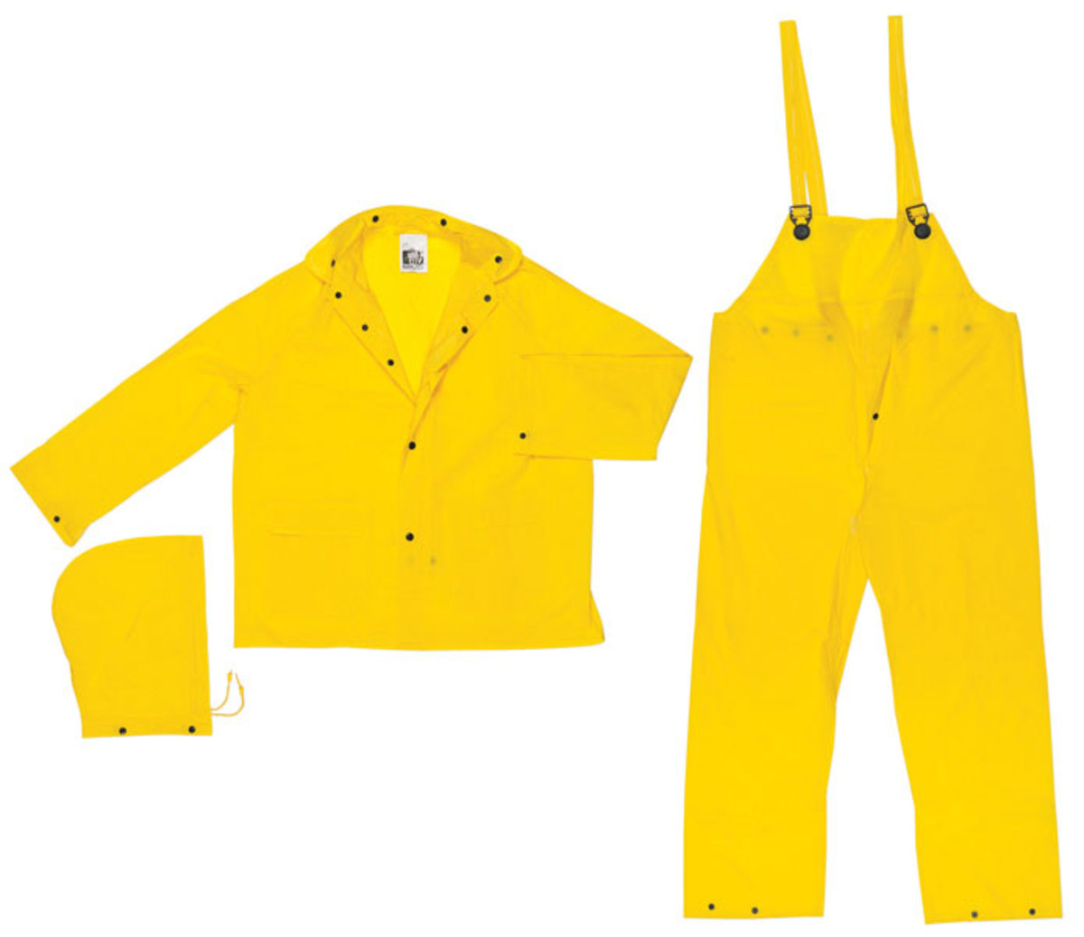 MCR Safety® Yellow Squall .2 mm PVC 3-Piece Rain Suit With Detachable Hood And Bib Pants