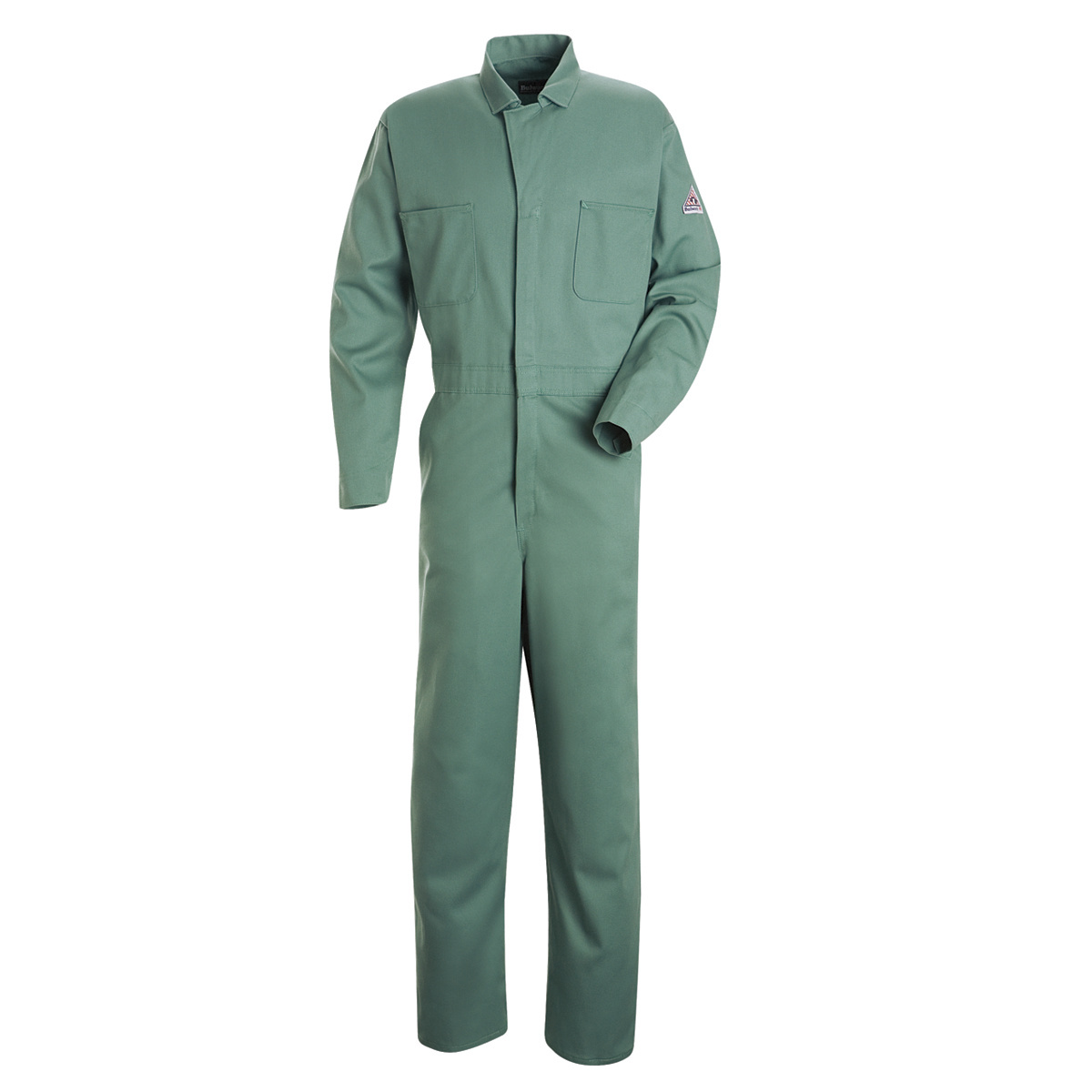 Bulwark® Medium Regular Visual Green EXCEL FR® Twill Cotton Flame Resistant Coveralls With Gripper Front Closure